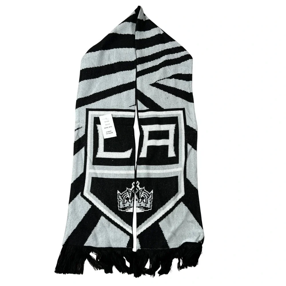 Adidas LA Kings NHL Knit Scarf Black Silver Geometric